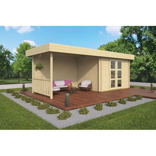 Cincinnati med baldakin Bjælkehytte 28 mm - 400410N - 15,36 m²