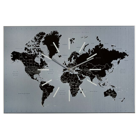 Sompex Vægur World Silver-Sort - Højde 40 cm