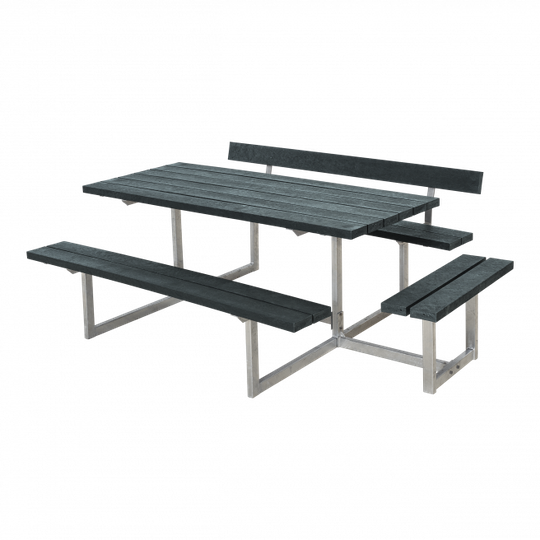Plus Basic Bord/Bænkesæt m/1 ryglæn og 1 påbygning - 219 cm - ReTex - Grå - 185816-38