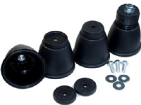 4 stk. Justerbare plastfødder sort 50 mm bolte til varmepumpe udedel.