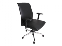 Avistron Madrid - Stol - ergonomisk - nedre ryd - armstøtter - drejeled - aluminium, læder - elegant sort