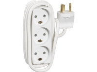 LAURITZ KNUDSEN Stikkontaktdåse type 70 3 runde med jord med 1,5 m ledning 13A 250V hvid