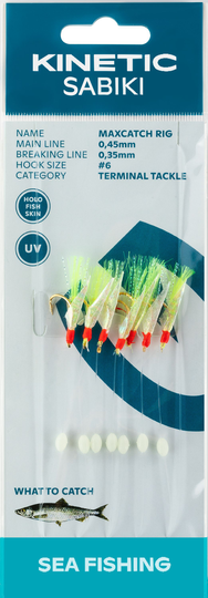 Kinetic Sabiki sildeforfang MaxCatch, Fishskin/gul