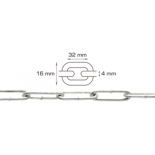 Home-it langleddet kæde 4 mm x 5 meter galvaniseret