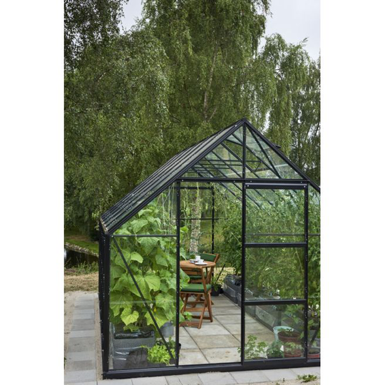 Halls Drivhus Universal 128 sort m/3 mm glas - F09580