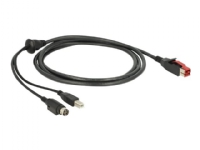 Delock - Forstærket USB kabel - USB PlusPower (24 V) (han) til USB Type B, Power mini-DIN (han) - 24 V - 2 m - sort