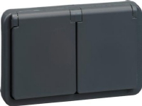 LAURITZ KNUDSEN OPUS® 74 stikkontakt dobbelt vandret 2-pol med jord, antracitgrå.