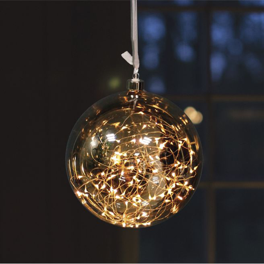 Veli Line Glassball Ø15cm. - Lyskæde Med 40 Led. B/o.