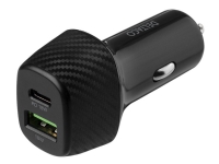 DELTACO USBC-CAR120 - Bilstrømsadapter - 36 Watt - 3 A - PD - 2 output-stikforbindelser (USB, USB-C) - sort