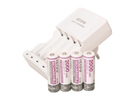ICIDU Quick Battery Charger with 4x AA 2000mAh Low Discharge Batteries, Nikkel-Cadmium (NiCd), Nikkel-Metalhydrid (NiMH), Overbelastning, AA, AAA, Ba