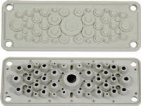 FIBOX Flange med membran str.2 TPE EK 2xØ6-10 mm + 14x7-12 mm + 16x10-14 mm + 2x12-18 mm + 1x17-32 mm inkl skruer til 280mm kasseside