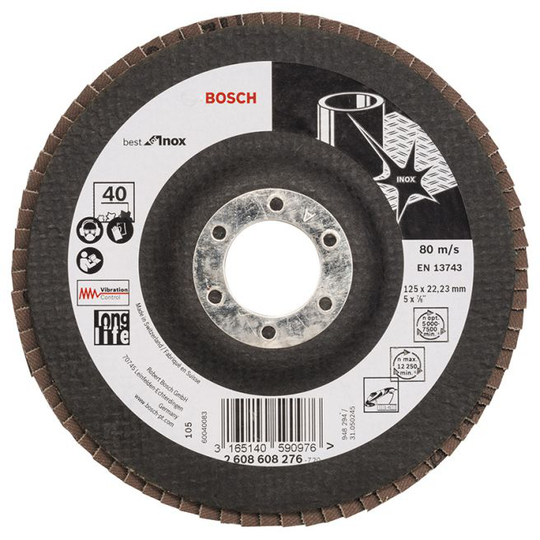 Bosch Lamelskive Inox 125mm K40 - 2608608276