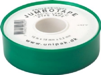 UNIPAK Jumbotape 15mx19mmx0,200mm til damp, drikkevand og varme Til store gevind Temperaturområde fra -200°C til +160°C