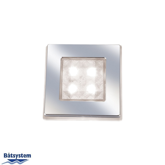 Square 50 led lampe, klart glas, mat krom