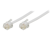 DELTACO DEL-161F - Telefonkabel - RJ-11 (han) til RJ-11 (han) - 5 m - hvid