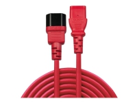 Lindy - Forlængerkabel til strøm - IEC 60320 C13 til IEC 60320 C14 - 2 m - formet - rød