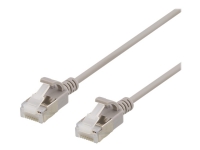 DELTACO - Patchkabel - RJ-45 (han) til RJ-45 (han) - 1 m - U/FTP - CAT 6a - halogenfri, formet, knastfri - grå