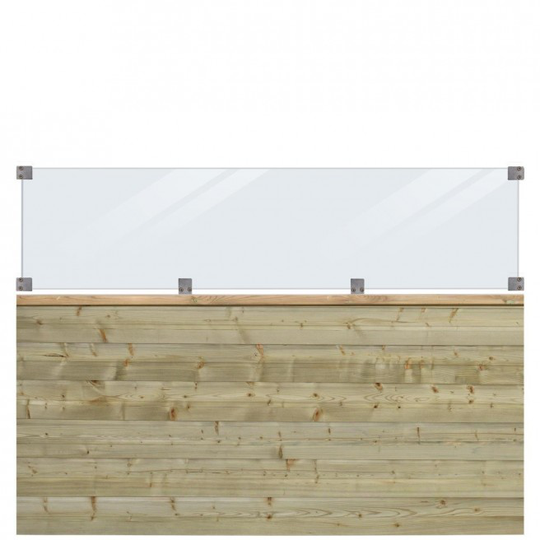Plus Plank byg-selv plankeværk m/glas 174x125cm trykimprægneret 17778-1