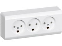 LAURITZ KNUDSEN LK OPUS®66 triple stikkontakt udvendig, 13A 2-pol med jord, hvid