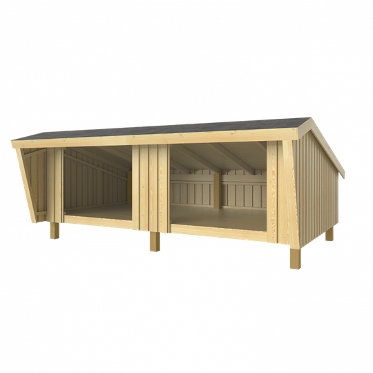 Plus Shelter dobbelt inkl. tagpap - 379×291×170/107cm - 167660-1