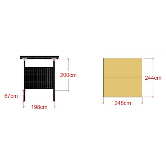 Plus CUBIC Cykelskur m/Rustikhegn 248x244cm - grundmalet sort