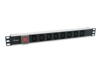Equip 333310, Basis, 1U, Vandret, Aluminium, Sort, 8 AC stikkontakt(er)