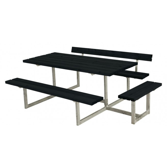 Plus Basic Bord/Bænke-sæt m/1 ryglæn+1 påbygning sort 185816-15