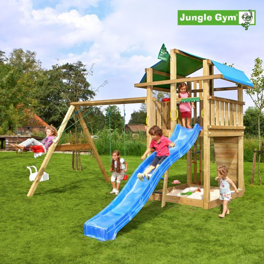 Jungle Gym Fort legetårn komplet inkl. swing module xtra og rutschebane - 804-275SX