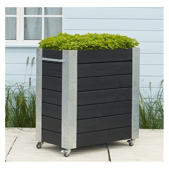 Plus Cubic blomsterkasse 87x50x95cm m/hjul sort 18241-15