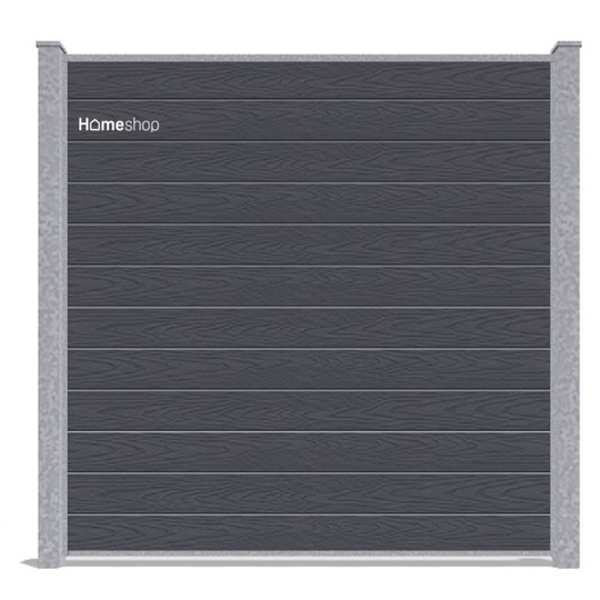 Wimex Shield Komposit hegn - Grey-Wood V-profil Startsæt H 180 cm B 197 cm