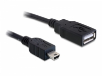 Delock - USB-kabel - USB (hun) til mini-USB type B (han) - USB 2.0 - 50 cm - sort
