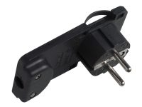 MicroConnect - Strøm-konnektor - Type F (han) vinklet/flad - AC 230 V - 16 A - sort