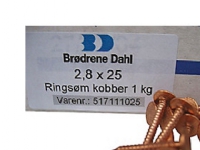 Søm Ringede 2,8 x 25mm - Kobber Ca.600 stk./pak