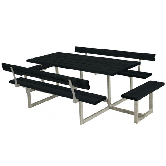 Plus Basic Bord/Bænke-sæt m/2 ryglæn+2 påbygninger sort 185815-15