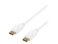 DELTACO - DisplayPort kabel - DisplayPort (han) til DisplayPort (han) - 15 m - haspet, formet - hvid