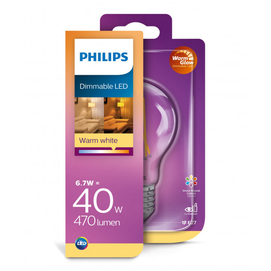 Philips LEDClassic Filament 40W standard E27 varm hvid klar dæmpbar 1 stk - 8718699645861