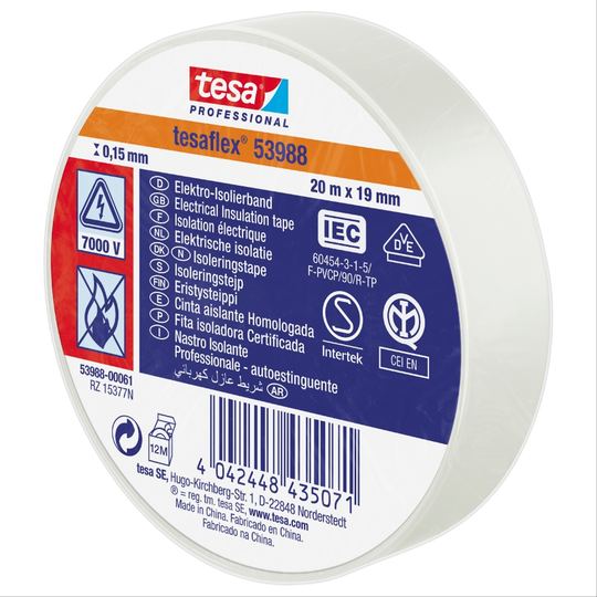 Eltape tesa 19 mm x 20 m hvid