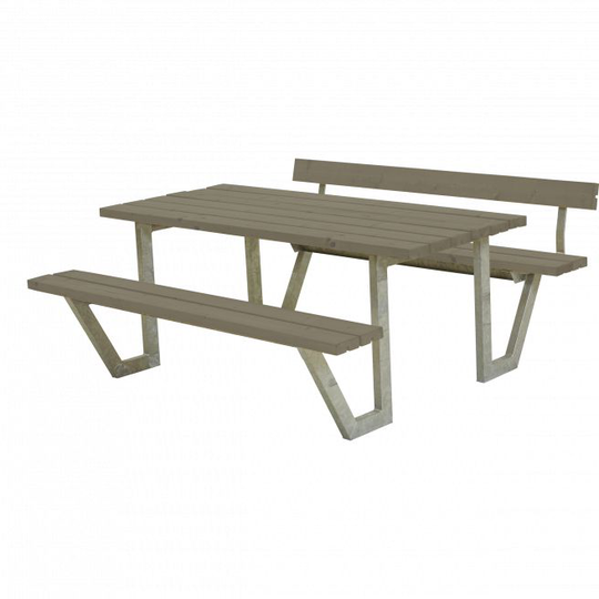Plus Wega Bord/Bænkesæt m/1 ryglæn 177 cm - Gråbrun