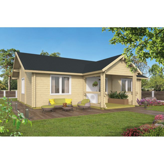 Moreno Valley inkl. 27 mm gulv-tagbrædder Bjælkehytte - 92 mm - 407249N - 76,96 m²