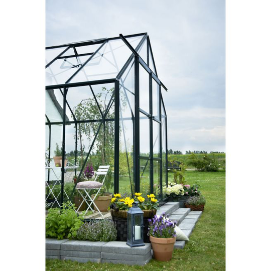 Halls Magnum 128 Drivhus 9,9m² antracit med 3 mm hærdet glas inkl. fundament - F09798