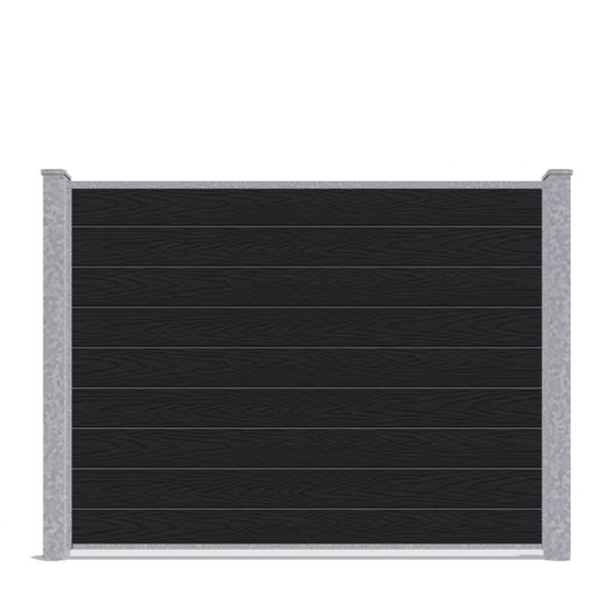 Wimex Shield Komposit hegn - Black-Wood V-profil Startsæt H 140 cm B 197 cm