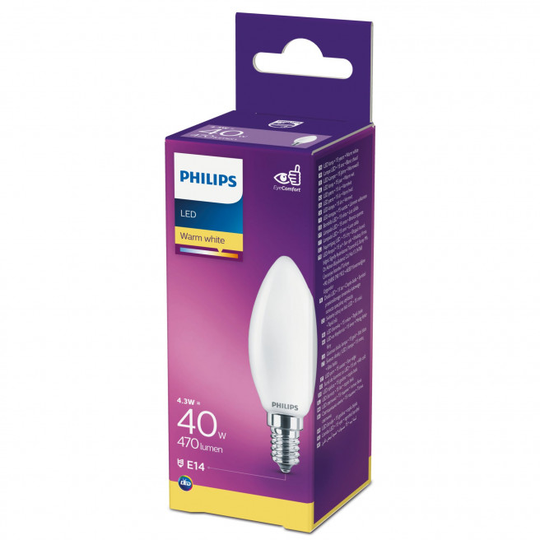 Philips LEDClassic Kerte 40W E14 varm hvid mat ikke dæmpbar 1-stk - 8718699665500