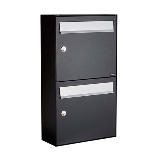 Allux HC4 - uden lås 2 modul Sort m. grå klap Systempostkasse - F47770-2S