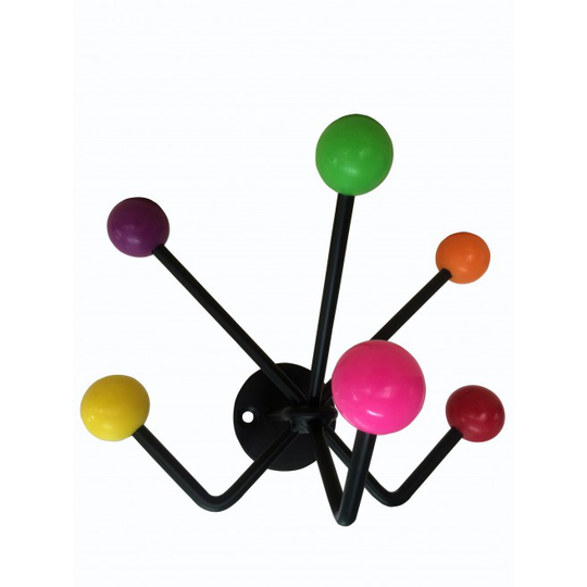 Home-it Knagerække 6 kroge sort, multi