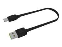 Green Cell GCmatte - USB-kabel - USB-C (han) til USB (han) - 25 cm - flad - sort