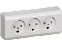 LAURITZ KNUDSEN LK OPUS®66 triple stikkontakt udvendig, 13A 2-pol med jord, lysegrå