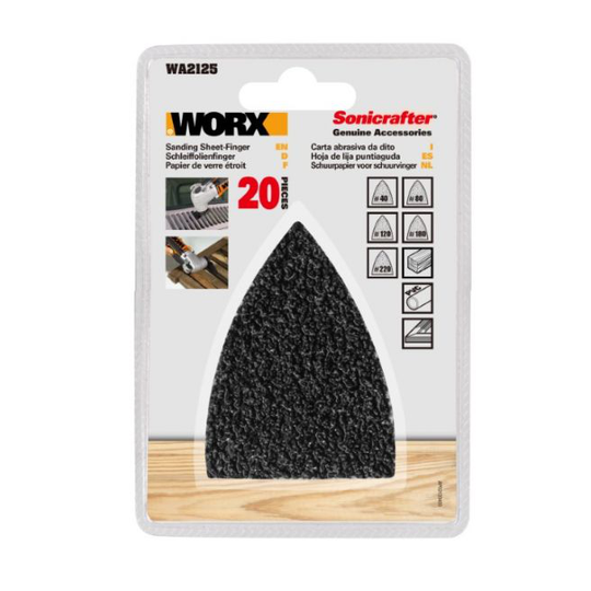 Worx 20pc sandpaper finger kit 40＃ 80＃ 120＃ 180＃ 220＃