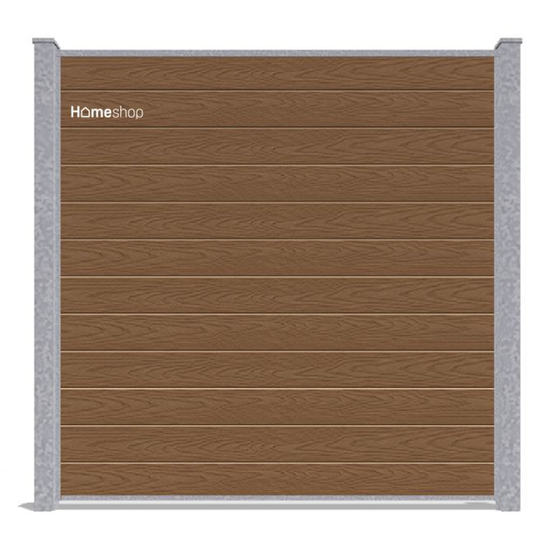 Wimex Shield Komposit hegn - Teak-Wood V-profil Startsæt H 180 cm B 197 cm