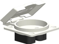 ELTECO Stikdåse indbygning med klaplåg, Dansk stikkontakt 16A 230V med jord IP54, Flange 50x50 mm. Hvid polyamid