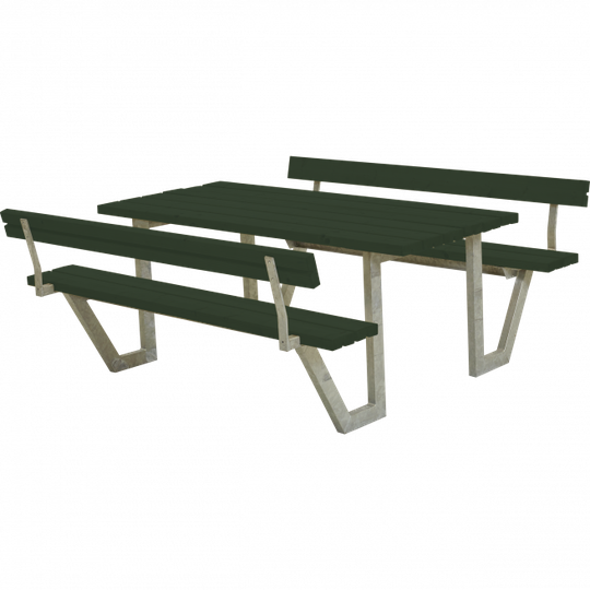 Plus Wega Bord/Bænkesæt m/2 ryglæn - 177 cm - Grøn - 187712-11